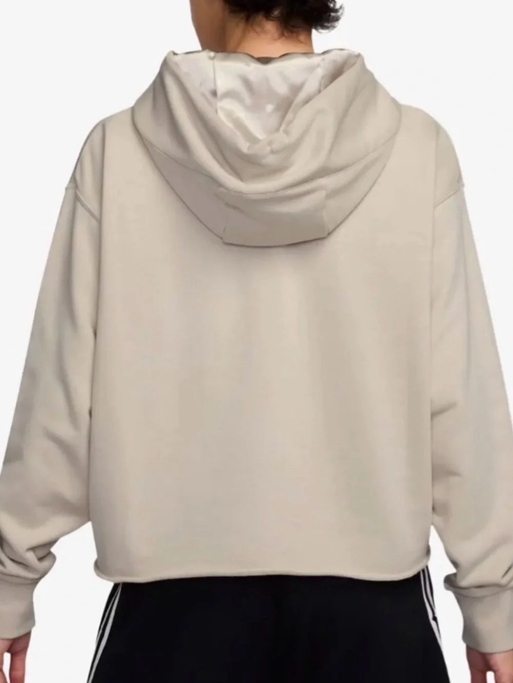 Nike Oversized Cropped Pullover Hoodie in Light Beige